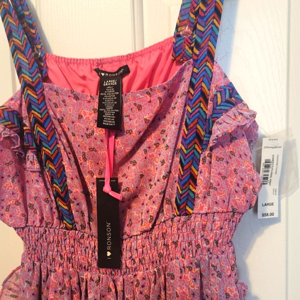 Pink Casual Dress With Side Pockets, Size Large